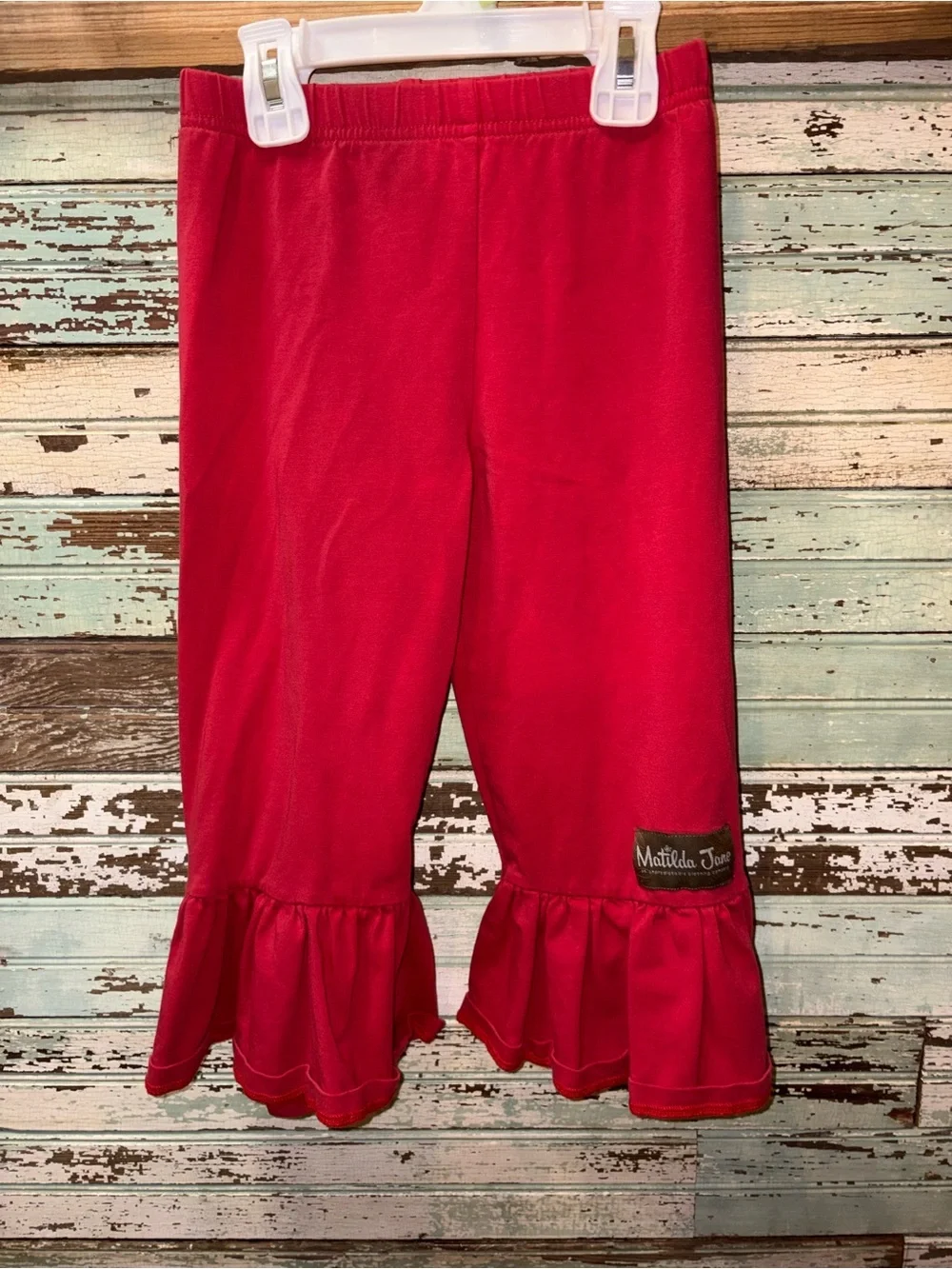 Matilda Jane Dark Green Floral Top with Pink & Red Ruffle Pants